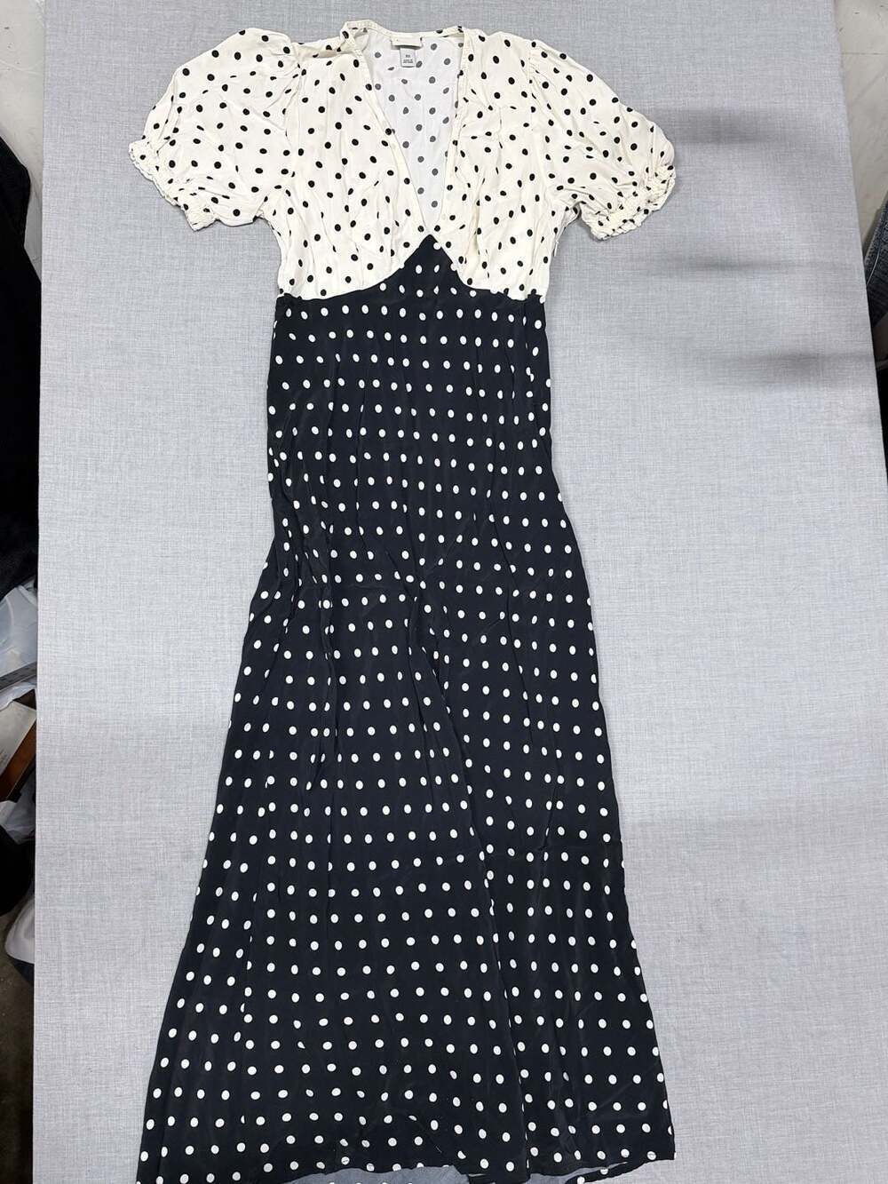 A New Day Polka Dot Contrast V-Neck Maxi Dress, Size XS - Picture 4 of 6